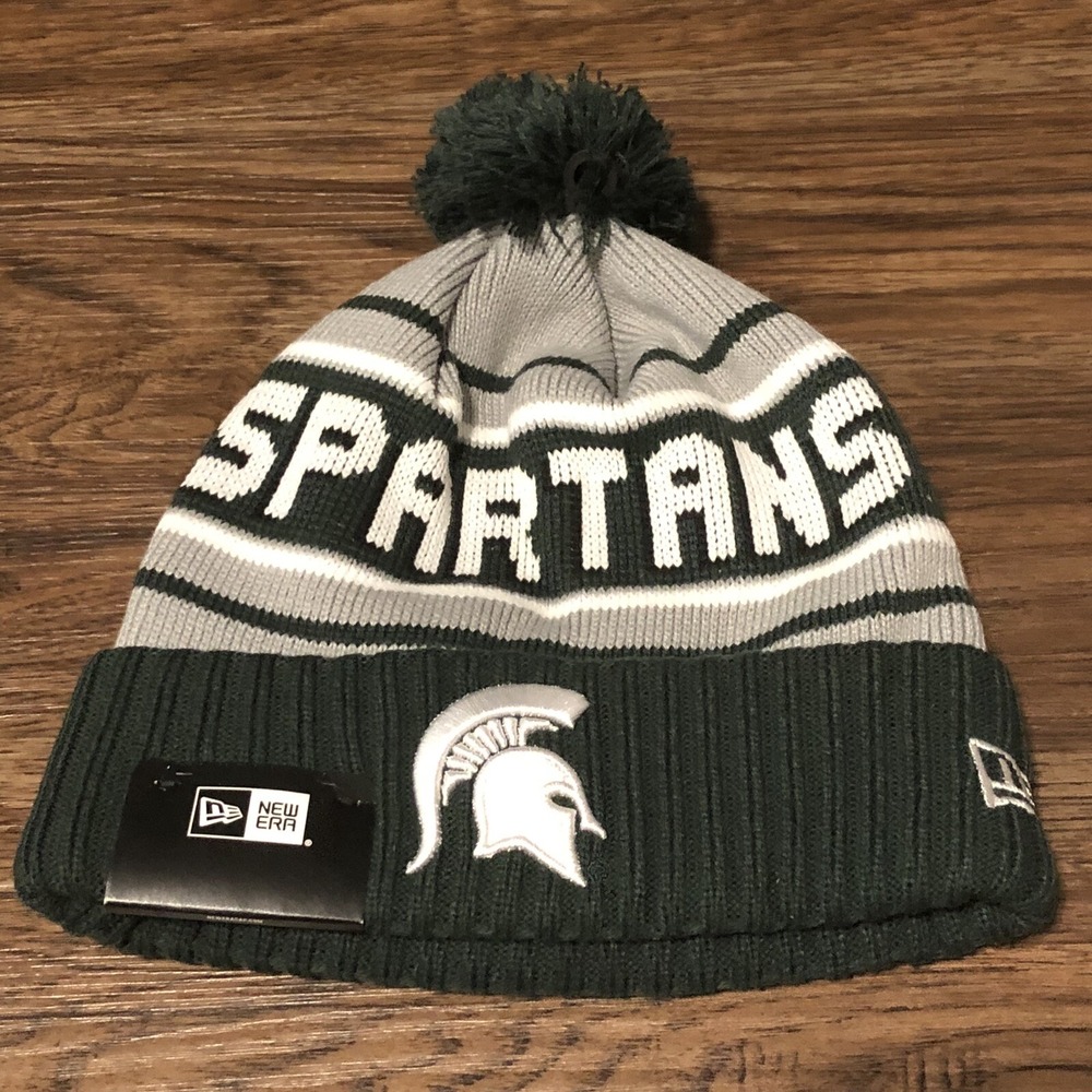 New Era Michigan State Spartans NCAA Adult Green Cheer Winter Knit Hat OSFM NWT